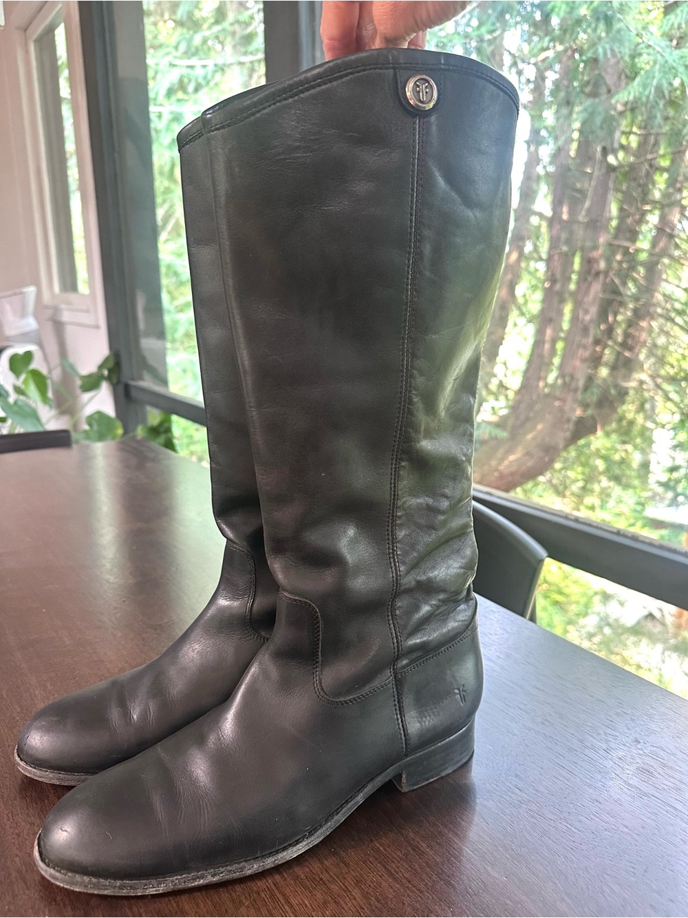 Frye Melissa Tall Black Leather Riding Boots 10